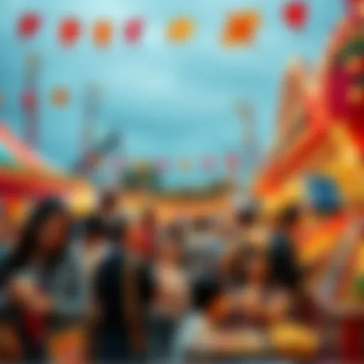 Families enjoying games and food at the Thanksgiving Carnival