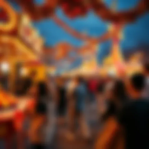 People enjoying various skill-testing activities at the Thanksgiving Carnival with festive decorations