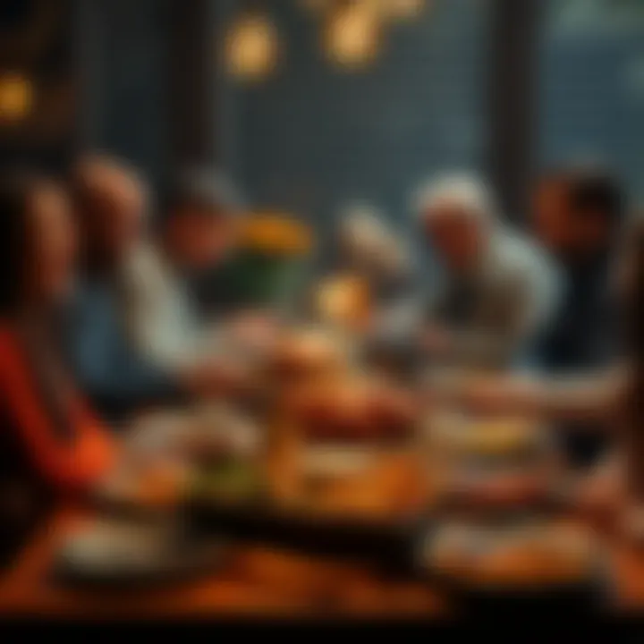 A family gathers around a Thanksgiving table, with plates of food and a conversation about cryptocurrency brewing among them.