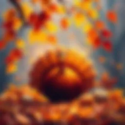 A colorful Thanksgiving-themed profile picture featuring autumn leaves, a turkey, and festive colors, inviting creativity for a contest.
