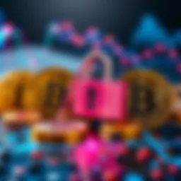 Visual representation of THORChain's new native swaps for XMR and ZEC, showcasing BTC and ETH coins with a secure lock symbol for privacy.