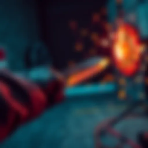 A close-up of a player throwing a knife at a target in a gameplay setting, showcasing the knife's trajectory and impact.
