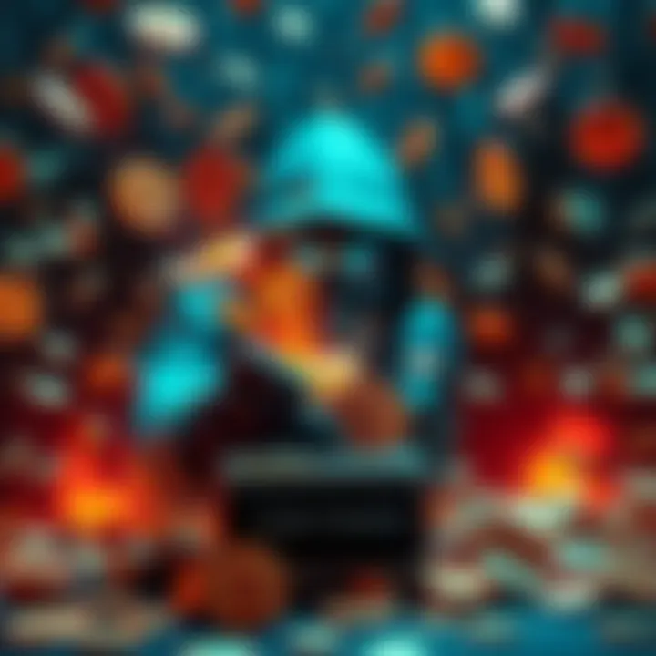 Visual representation of a hacker minting trillions of tokens, symbolizing the $9 million theft from Yearn Finance, with a digital currency backdrop.