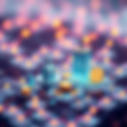 An illustration showing digital gold and real estate icons representing tokenized assets for long-term investment.