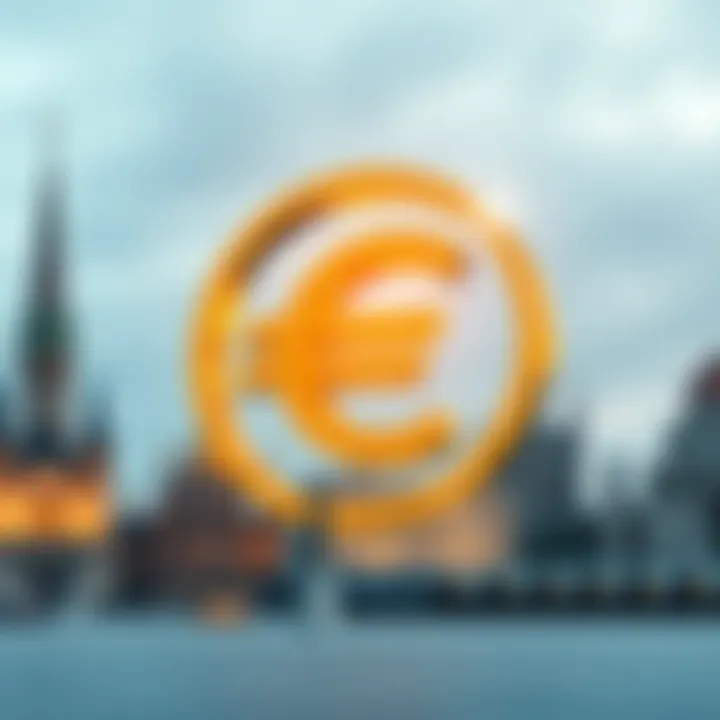 A digital euro symbol representing the tokenization of the currency, with European landmarks in the background to signify market connection.