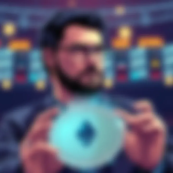 Illustration showing Tom Lee and a digital representation of Ethereum, highlighting the growth of BitMine's Ethereum stash at 4.59% of total supply.