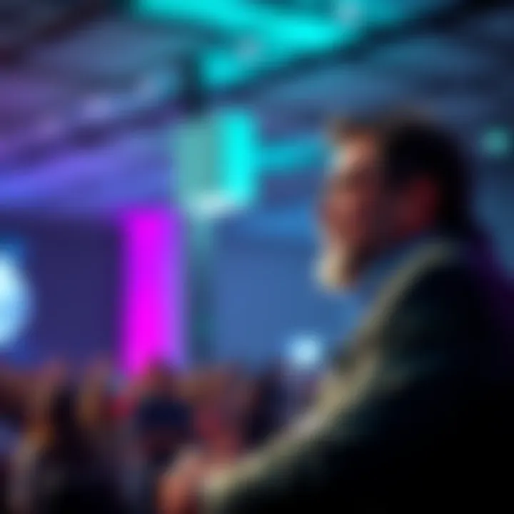Tom Lee speaking at a conference about Ethereum's market potential