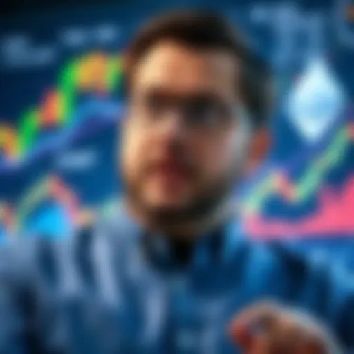 Tom Lee speaking about Ethereum's potential price rise, with graphs and charts in the background