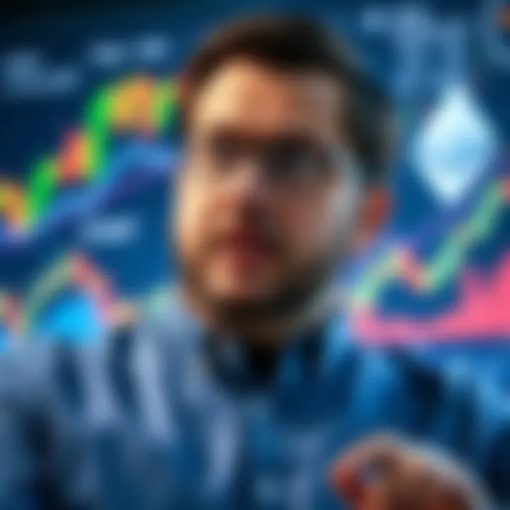 Tom Lee speaking about Ethereum's potential price rise, with graphs and charts in the background