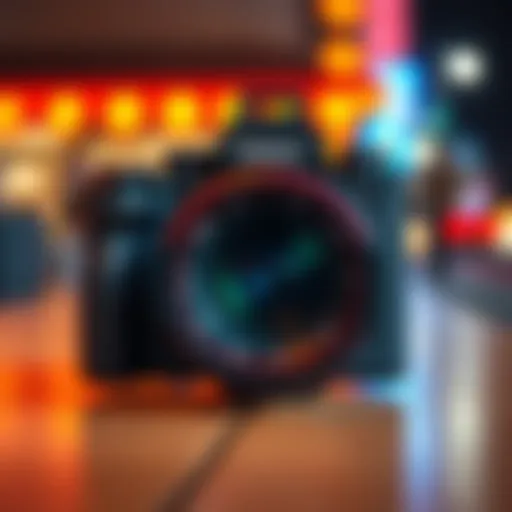 A Tomioka 55/1.2 lens mounted on a Zhongyi Lens Turbo II adapter, attached to a Fuji XE5 camera, showcasing the setup for photography.