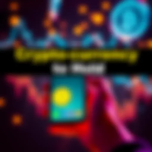 A person holding a smartphone displaying a cryptocurrency app, with digital coins in the background