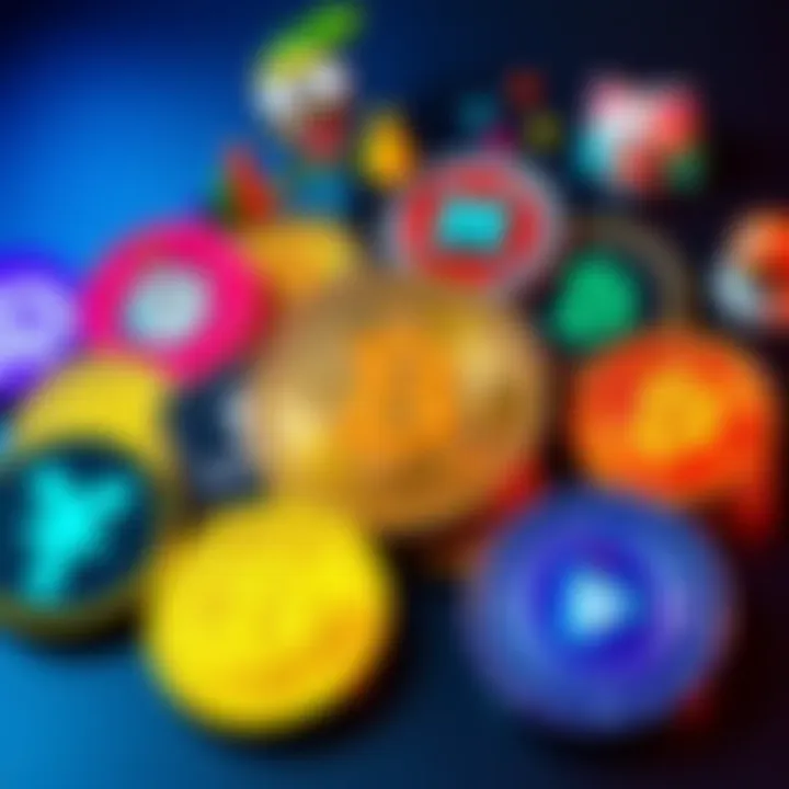 A collage of popular meme coins featuring playful graphics and colorful designs, representing current trends in the cryptocurrency market.