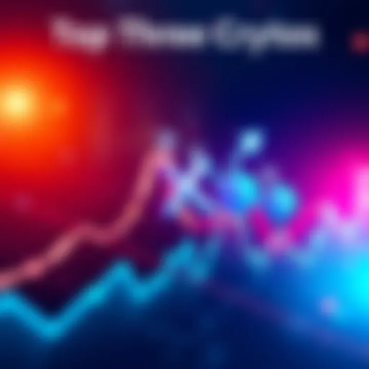Top Three Cryptos Graph showing upward trend of XRP, XLM, and AMP cryptocurrencies with a bright background.