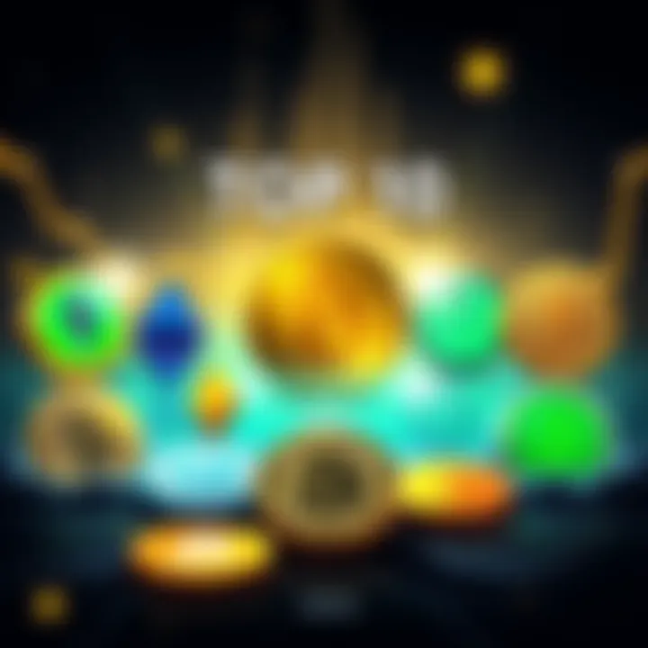 Top 10 Cryptocurrencies Illustration showing the logos of the top 10 cryptocurrencies with market caps over $10 billion