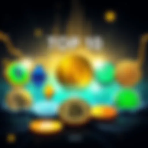 Top 10 Cryptocurrencies Illustration showing the logos of the top 10 cryptocurrencies with market caps over $10 billion