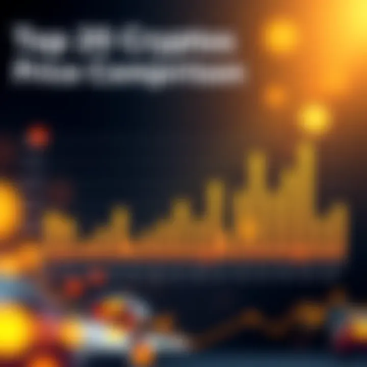 Bar graph showing price changes of top 20 cryptocurrencies over five years, highlighting major trends and rankings.