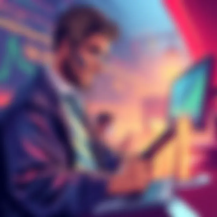Illustration of a trader using tools to track taxes on Phantom wallet transactions