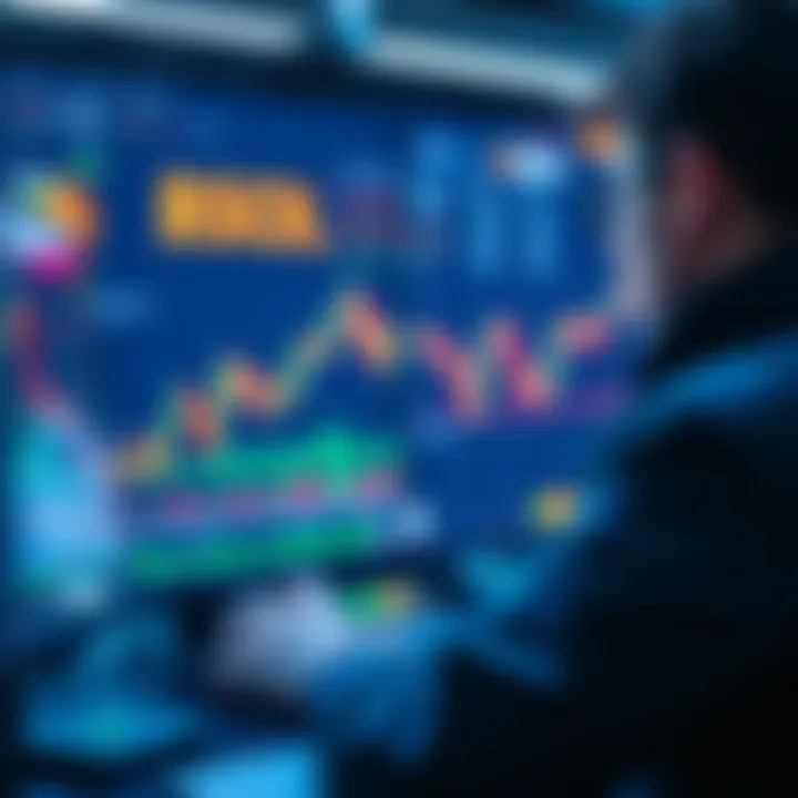 A trader analyzing charts and graphs for BCH and SOL on a computer screen, showing market trends and strategies.