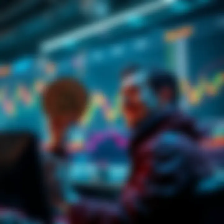 A trader looks at a Bitcoin price chart with excitement, considering his recent purchase at a high price.