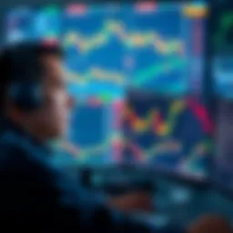 Trader looking stressed at computer A trader with a worried expression staring at multiple cryptocurrency charts on a computer screen, reflecting emotional fatigue from market volatility.