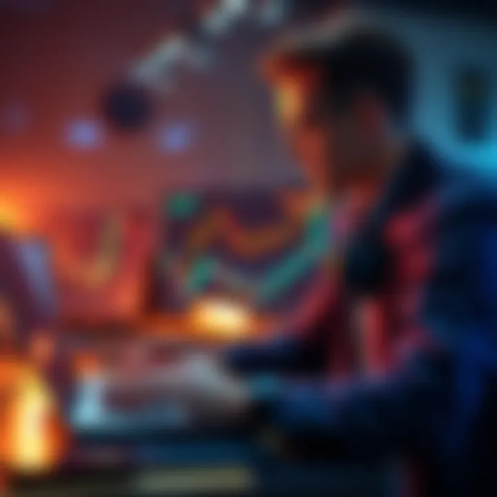 A trader reviews cryptocurrency charts on a laptop, comparing active trading and passive investment strategies.