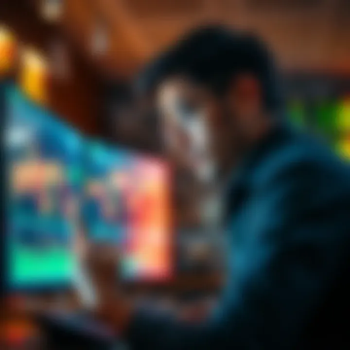 A focused trader examines financial charts on a computer screen, considering key insights to improve their trading strategy.