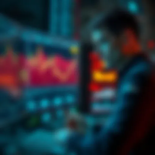 A trader reviewing financial charts, focusing on strategy and risk management for professional trading.