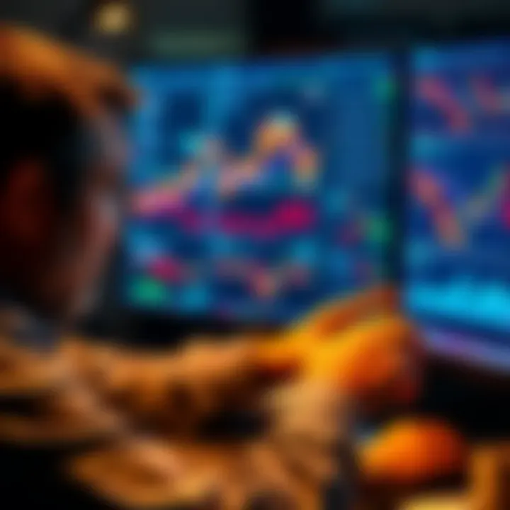 A trader looks at financial charts and graphs on a computer screen, expressing concern about market returns.