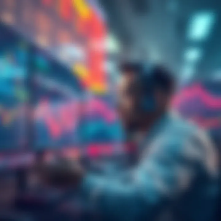 A trader focused on multiple screens showing financial data and charts