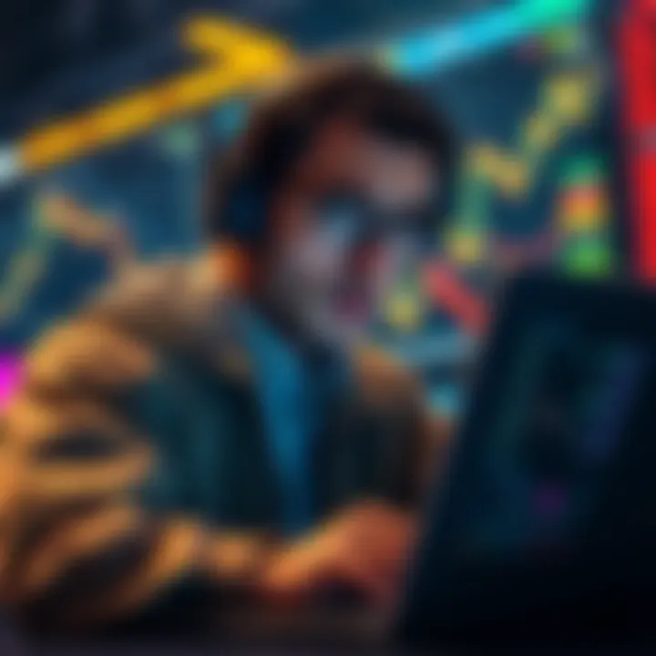 Trader looking worried about Bitcoin investments A concerned trader checks Bitcoin prices on their laptop, reflecting anxiety over financial choices in a volatile market.