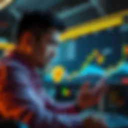 A trader looking at a chart showing Bitcoin prices, expressing frustration about missed opportunities