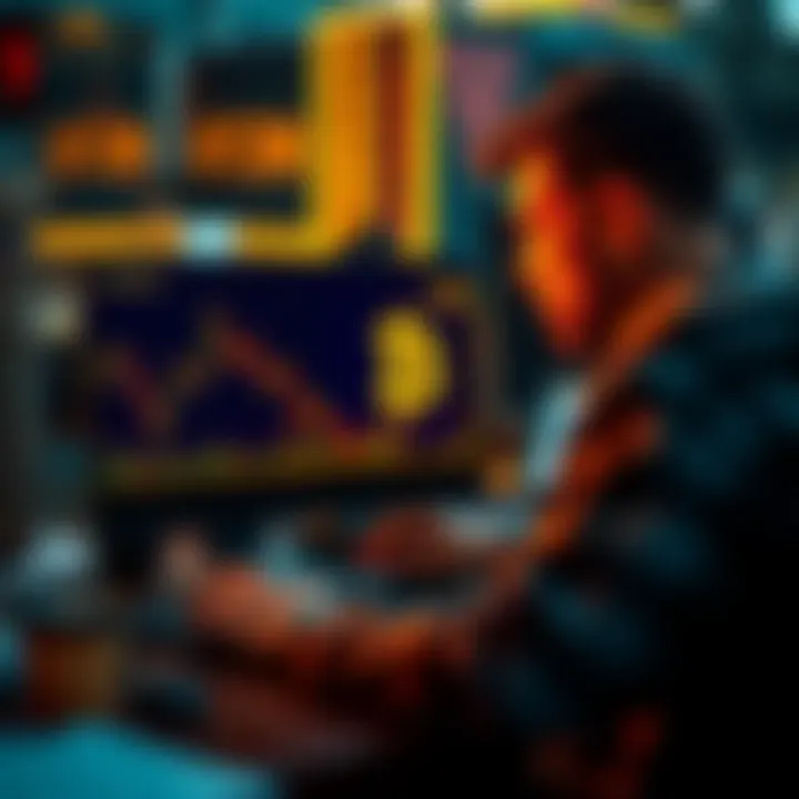 A person looking at a Bitcoin chart on a laptop, reflecting on past trading choices and emotions.