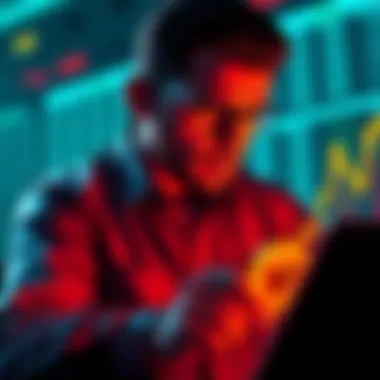 A trader looking at a chart with rising profits linked to a GTA6 coin, pondering when to sell