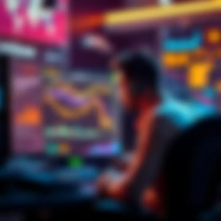 A person sits at a computer looking at charts and crypto platforms, weighing the options between Binance and Coinbase.