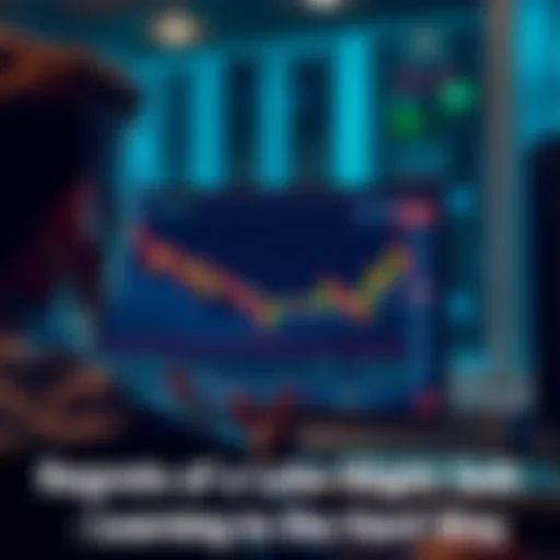 A person staring at a computer screen showing a downward trend in stock prices, reflecting regret over a late-night selling decision