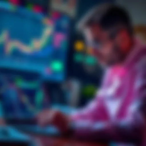 A trader looking at various funding options on a laptop, considering ways to secure additional capital for investment