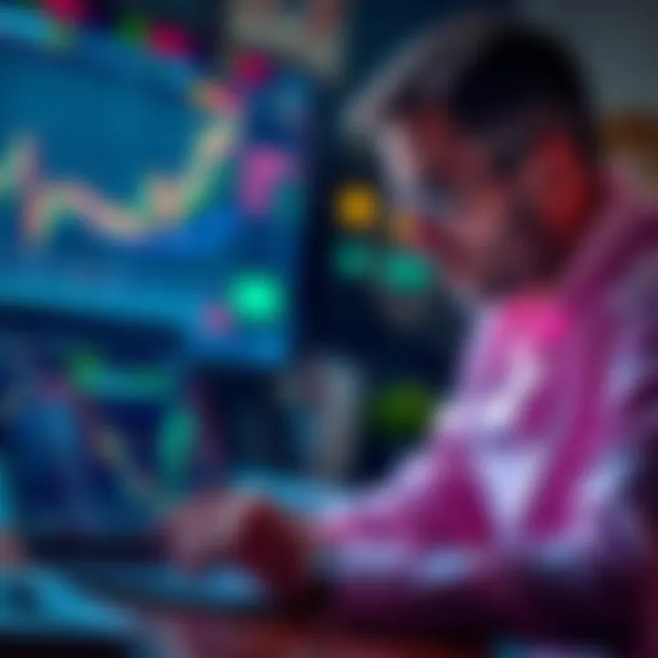 A trader looking at various funding options on a laptop, considering ways to secure additional capital for investment