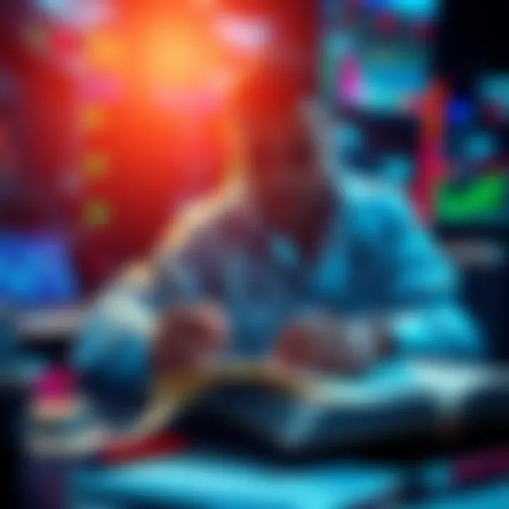 A trader writing notes in a journal, analyzing their trading strategies and performance.