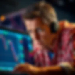 A distressed trader looking at a computer with a shocked expression, representing the loss of $6.6 million in Bitcoin after using a new Ledger wallet.