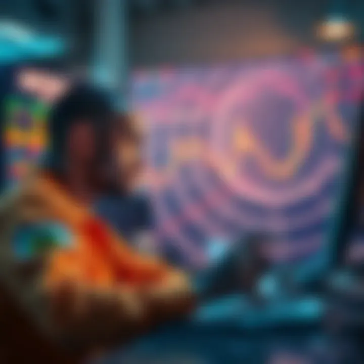 A trader looks concerned while checking cryptocurrency charts on a laptop, contemplating the decision to sell Ethereum.