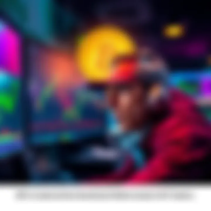 A trader looks worried while watching Bitcoin prices fall on a computer screen, reflecting the emotional toll of the market's decline.