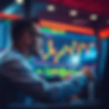 A trader studying a chart on a computer screen, reflecting on a recent financial loss