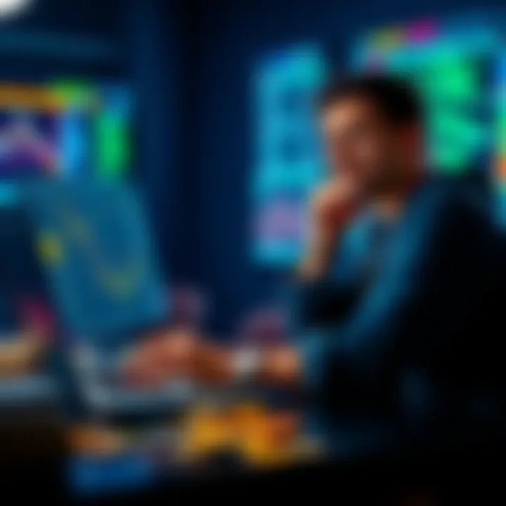 Trader with Multiple Crypto Wallets A trader looks frustrated while managing various crypto wallets for Solana memecoins on a laptop, with digital currency icons visible on the screen.