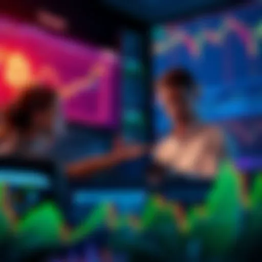 Traders analyzing Bitcoin market trends Group of traders examining Bitcoin charts and graphs to understand market risks