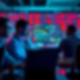 Traders Analyzing Market Strategies A group of traders studying market trends on laptops with charts and graphs displayed on screens.