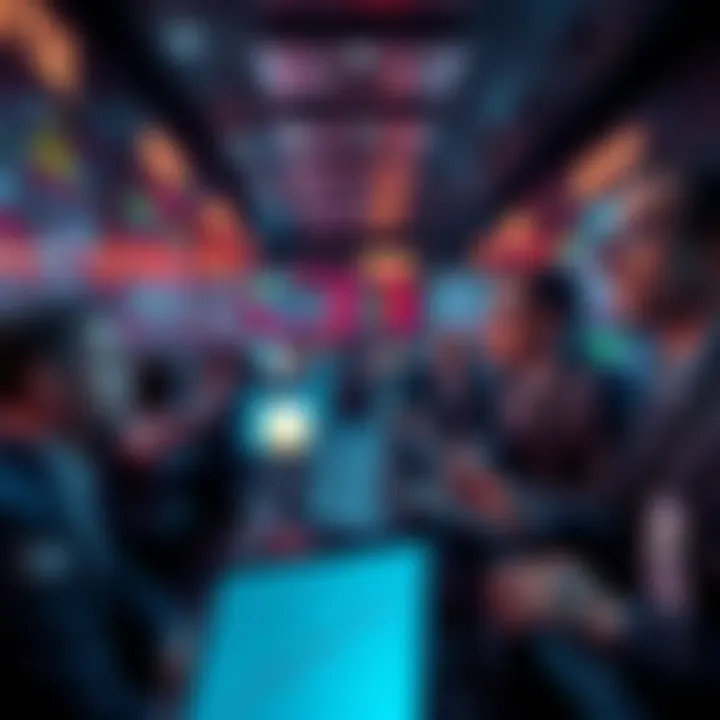 A group of traders looking stressed while monitoring charts showing declining prices and liquidation warnings on their screens