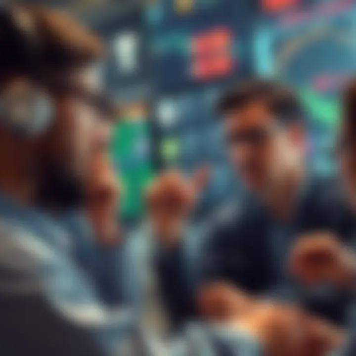 Traders Frustrated with USD Pairs Traders looking at a screen showing only USD trading options, showing signs of frustration