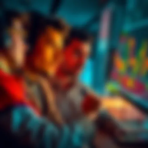 A group of traders looking at a fluctuating market graph, discussing a US-Iran bet