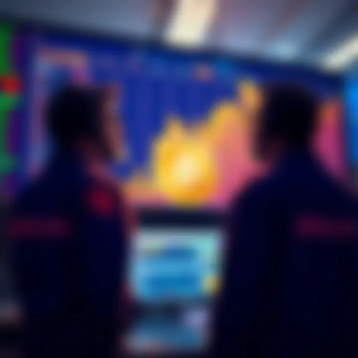 Traders looking at rising Bitcoin prices on a screen, expressing regret for missing the buy-back at $52k