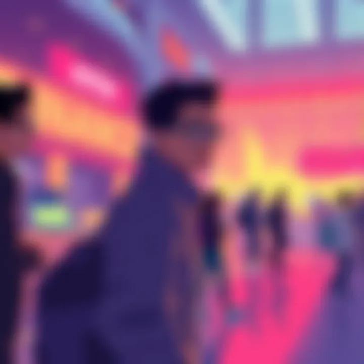A digital illustration showing people trading on decentralized exchanges like Pancakeswap and Aster on the Binance Smart Chain